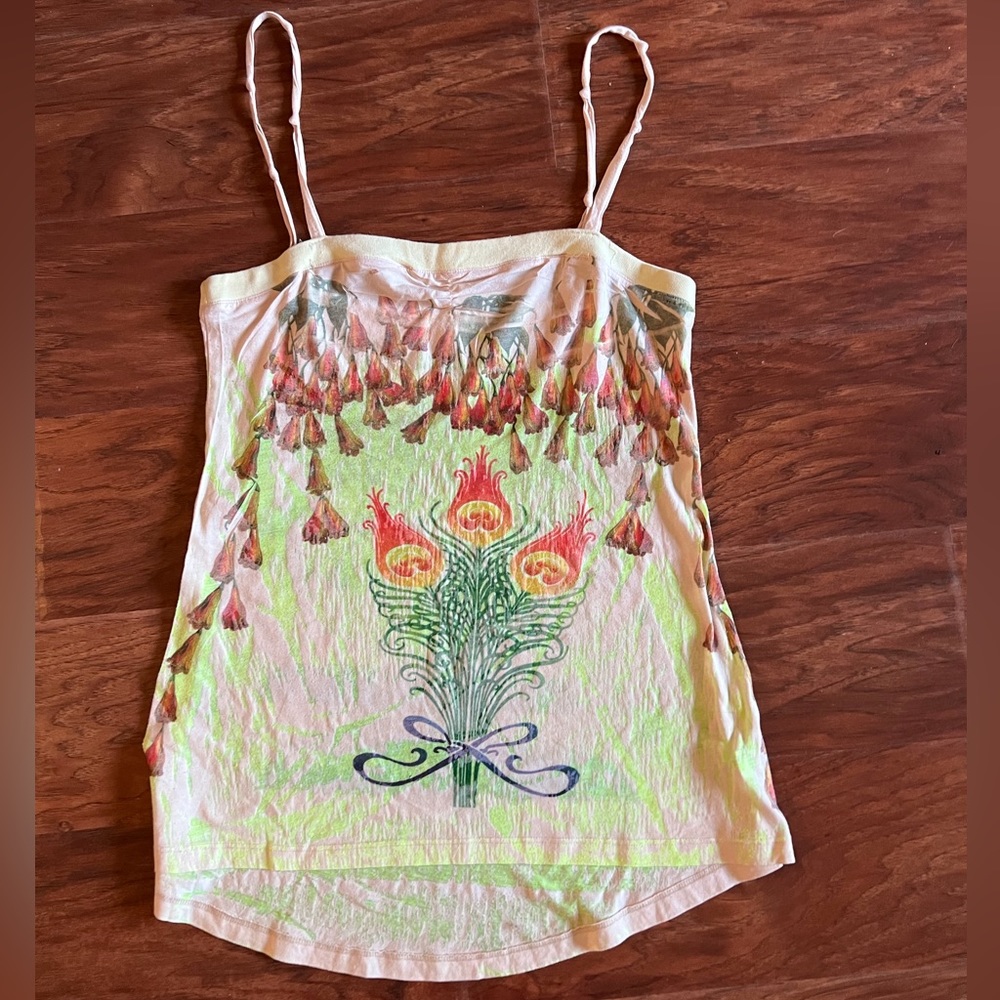Gorgeous preowned Butterfly Dropout tank top M hand done vintage